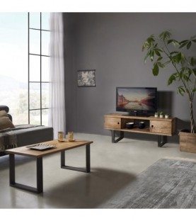 Conjunto madera: Mesa Centro U + Mueble Tv Max