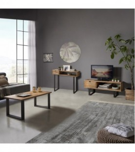 Conjunto madera: Mesa Centro U + Mueble Tv Angi +...