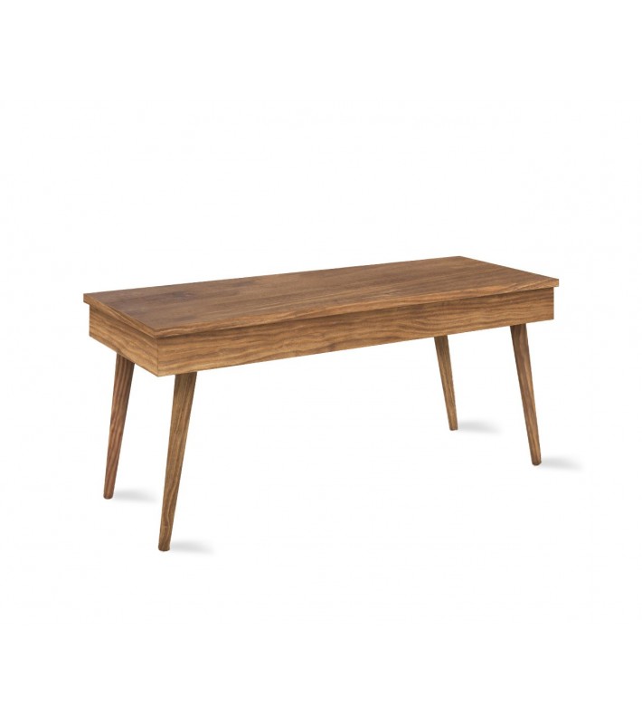 Mesa de centro elevable diseño vintage, madera maciza natural, fabricación artesanal. 100 cm x 50 cm x 47 cm