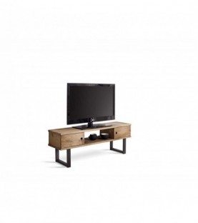 Conjunto madera: Mesa Centro U + Mueble Tv Max+Mesa X + Estantería 80 + Recibidor Metal