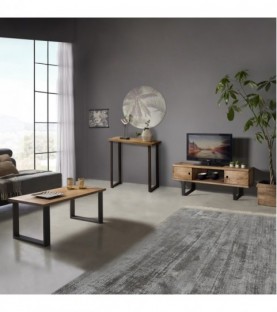 Conjunto madera: Mesa Centro U + Mueble Tv Max +...