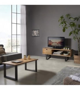 Conjunto madera: Mesa Centro U + Mueble Tv Angi