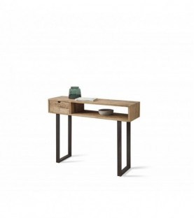 Conjunto madera: Mesa Centro U + Mueble Morfeo + Mesa X + Estantería 80 + Recibidor Angi