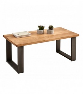 Conjunto madera: Mesa Centro U + Mueble Morfeo + Mesa X + Estantería 80 + Recibidor Metal