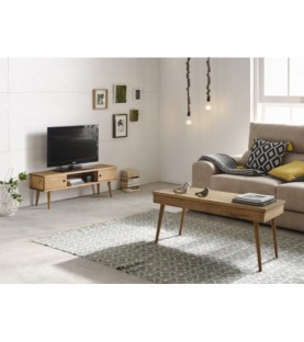 Conjunto madera: Mesa centro elevable Pino + Mueble Tv...