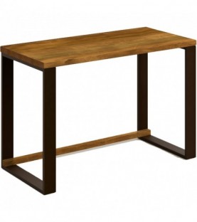 Mesa escritorio de madera maciza natural y patas de acero. Estilo industrial.