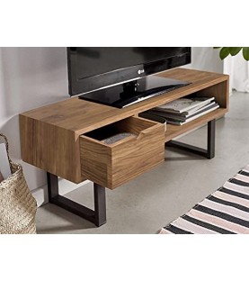 Mueble tv diseño vintage, con un cajón y un estante, madera maciza natural